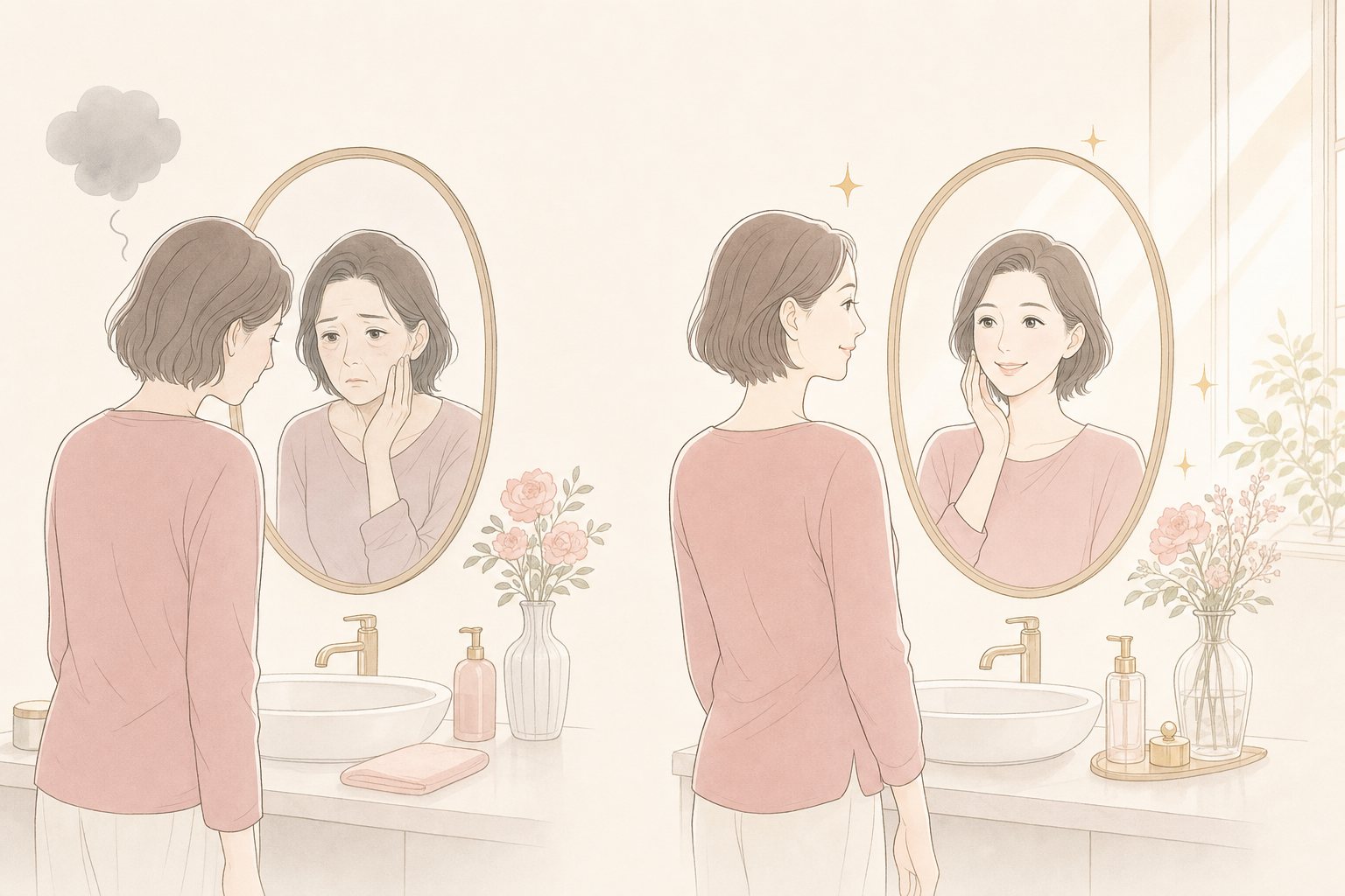 鏡に映る顔と気分のちがい