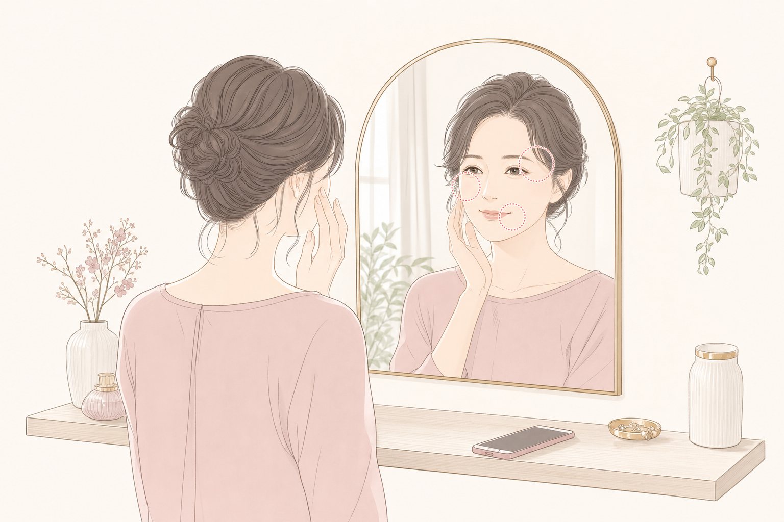 出かける前の顔を見ておくと…？の図