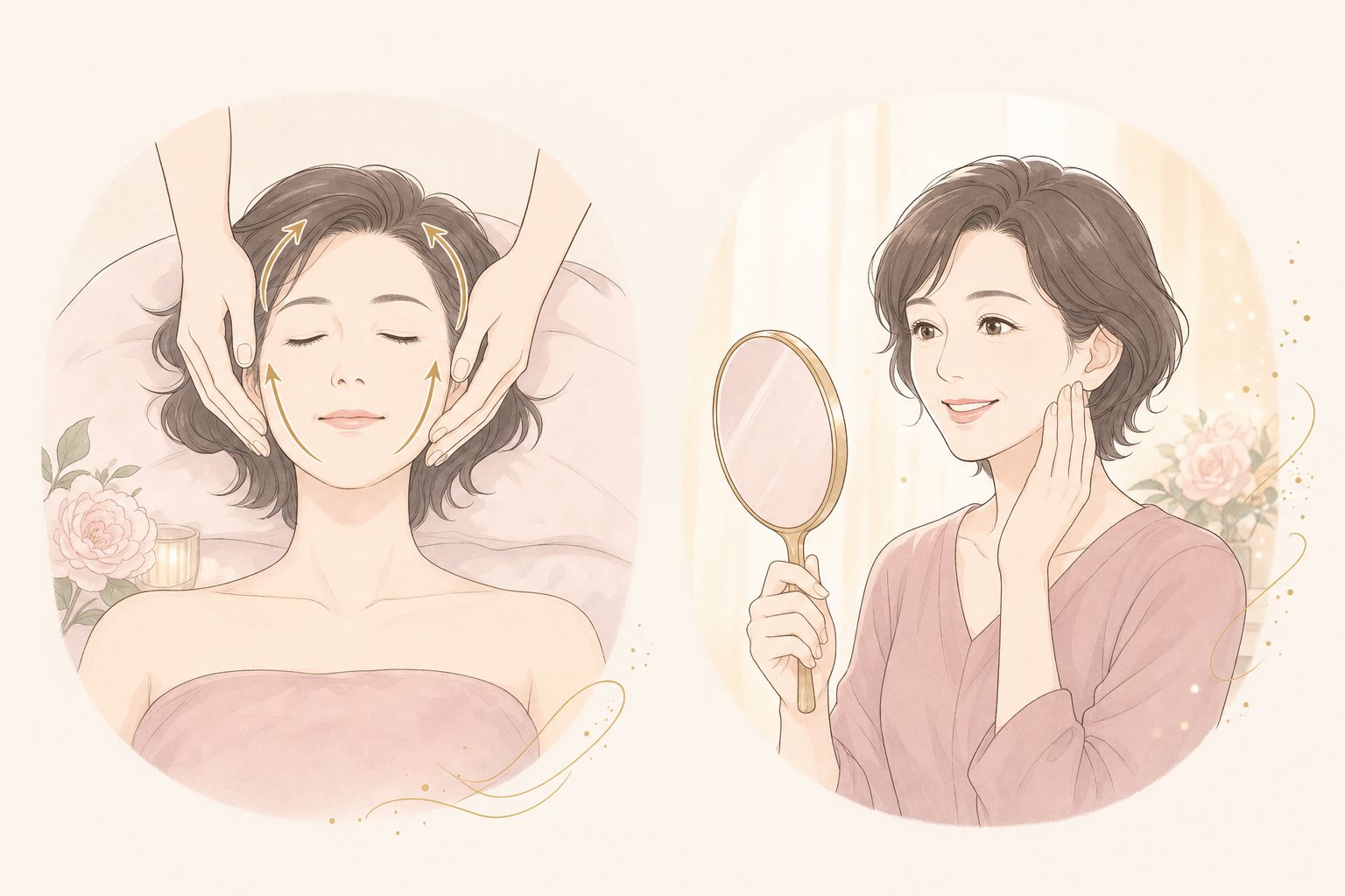 手で流すと、顔はどう変わる?の図