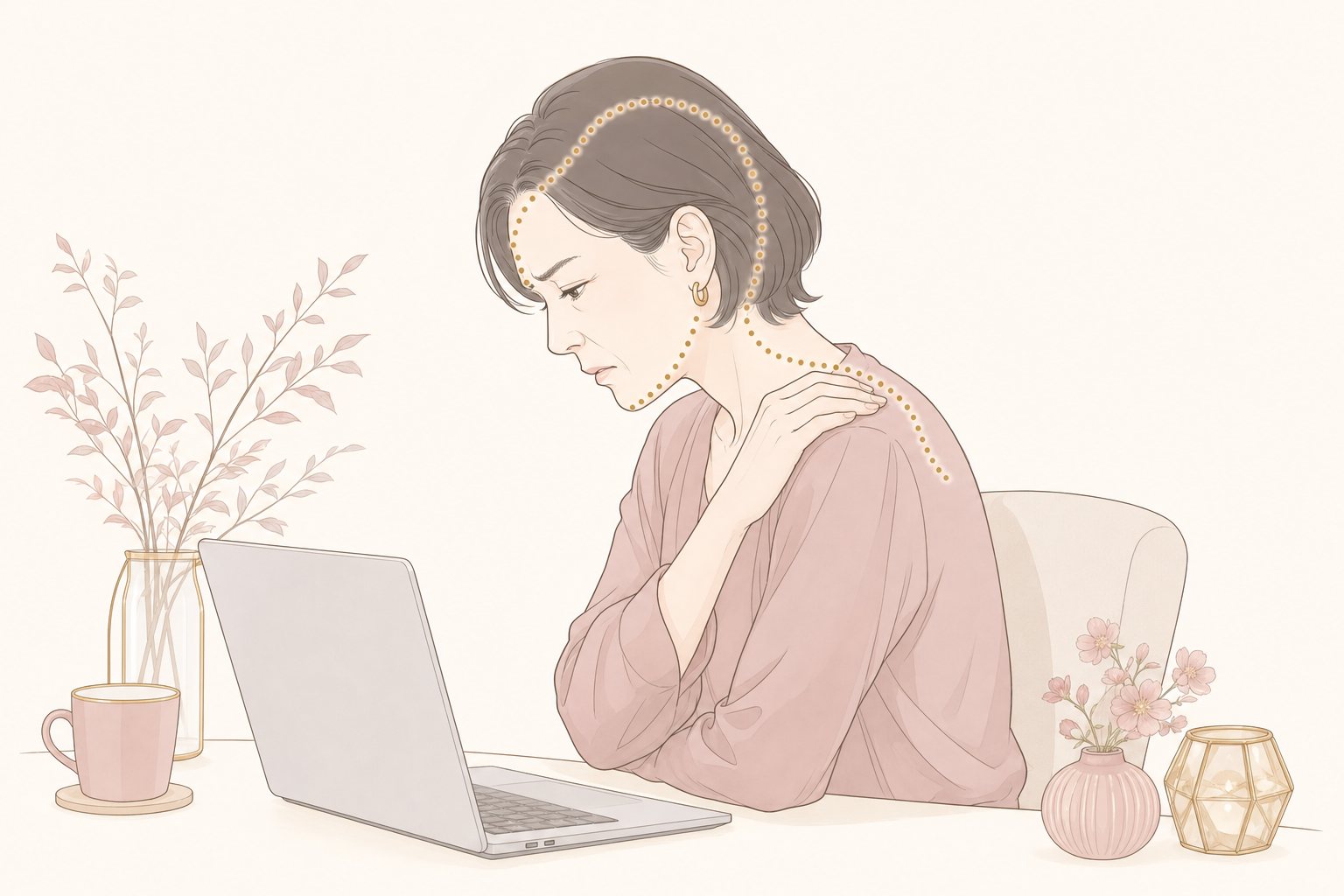 肩がこると、顔はどうなる?の図