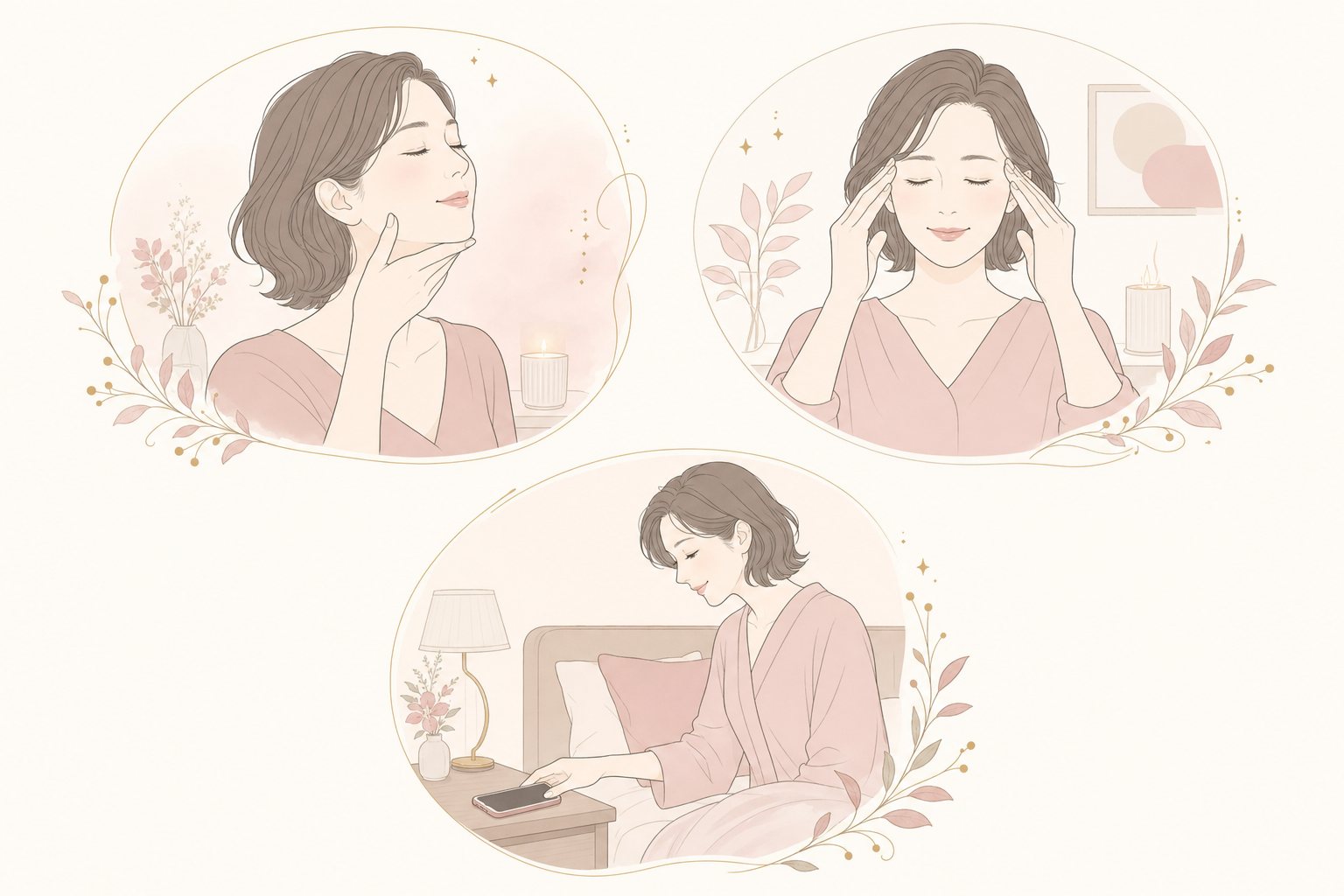 奥歯を離して、こめかみにそっと触れる